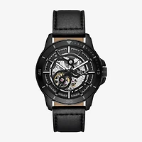 Relic By Fossil Mens Automatic Black Leather Strap Watch Zr16034