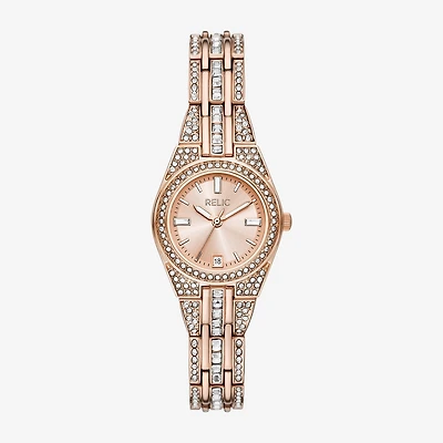 Relic By Fossil Womens Rose Goldtone Bracelet Watch Zr12671