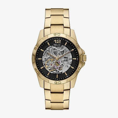 Relic By Fossil Mens Automatic Gold Tone Stainless Steel Bracelet Watch Zr16033