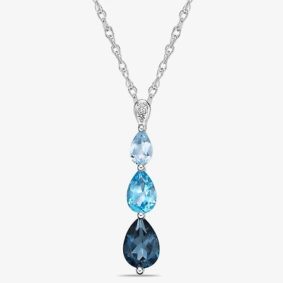 Womens Genuine Blue Topaz Sterling Silver Pear 18 Inch Pendant Necklace