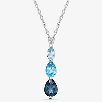 Womens Genuine Blue Topaz Sterling Silver Pear 18 Inch Pendant Necklace