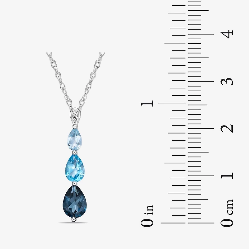 Womens Genuine Blue Topaz Sterling Silver Pear 18 Inch Pendant Necklace