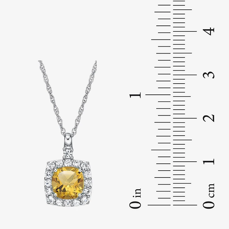 Womens Genuine Yellow Citrine Sterling Silver 18 Inch Pendant Necklace