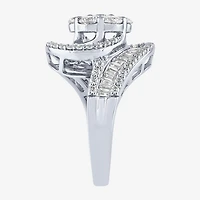 Diamond Blossom (G / Si2) Womens 2 CT. T.W. Lab Grown White 10K Gold Cluster Side Stone Cocktail Ring