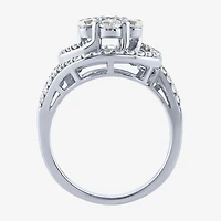 Diamond Blossom (G / Si2) Womens 2 CT. T.W. Lab Grown White 10K Gold Cluster Side Stone Cocktail Ring