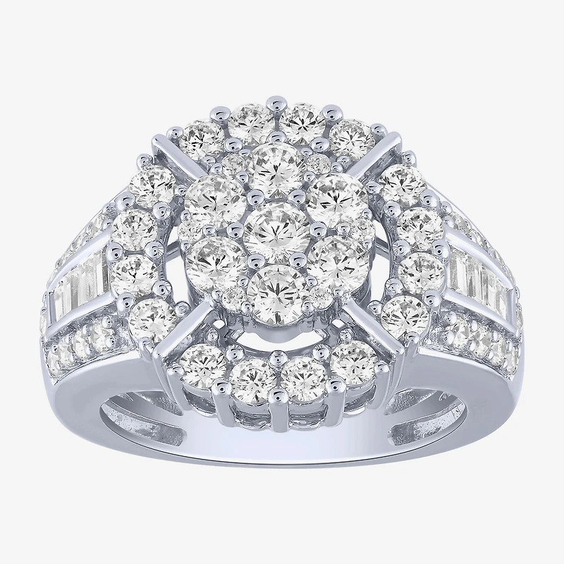 Diamond Blossom (G / Si2) Womens 2 CT. T.W. Lab Grown White 10K Gold Round Cocktail Ring