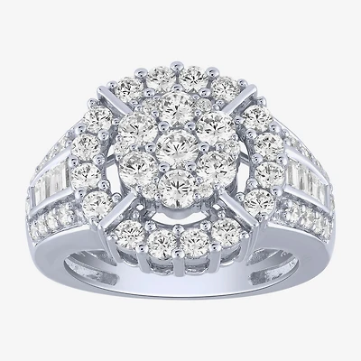 Diamond Blossom (G / Si2) Womens 2 CT. T.W. Lab Grown White 10K Gold Round Cocktail Ring