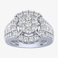 Diamond Blossom (G / Si2) Womens 2 CT. T.W. Lab Grown White 10K Gold Round Cocktail Ring
