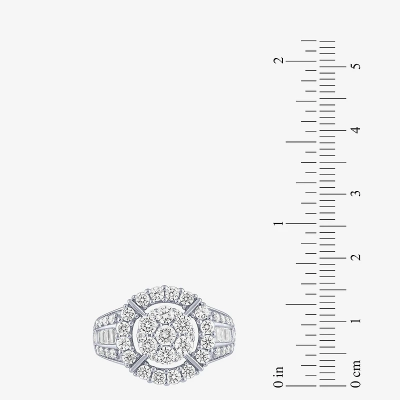 Diamond Blossom (G / Si2) Womens 2 CT. T.W. Lab Grown White 10K Gold Round Cocktail Ring