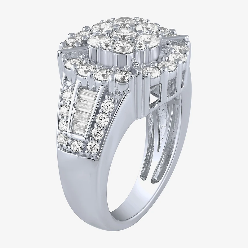 Diamond Blossom (G / Si2) Womens 2 CT. T.W. Lab Grown White 10K Gold Round Cocktail Ring