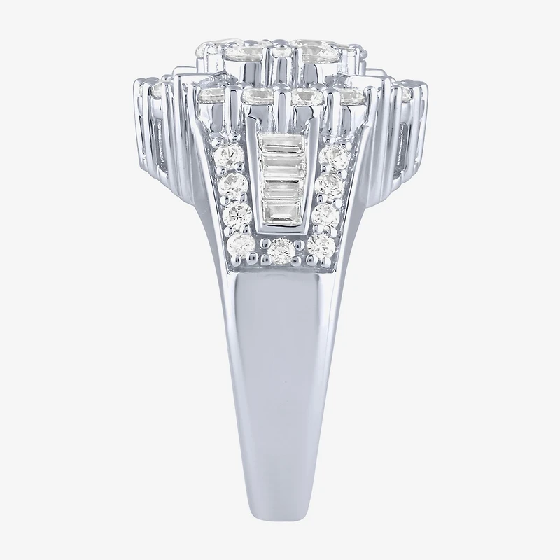 Diamond Blossom (G / Si2) Womens 2 CT. T.W. Lab Grown White 10K Gold Round Cocktail Ring