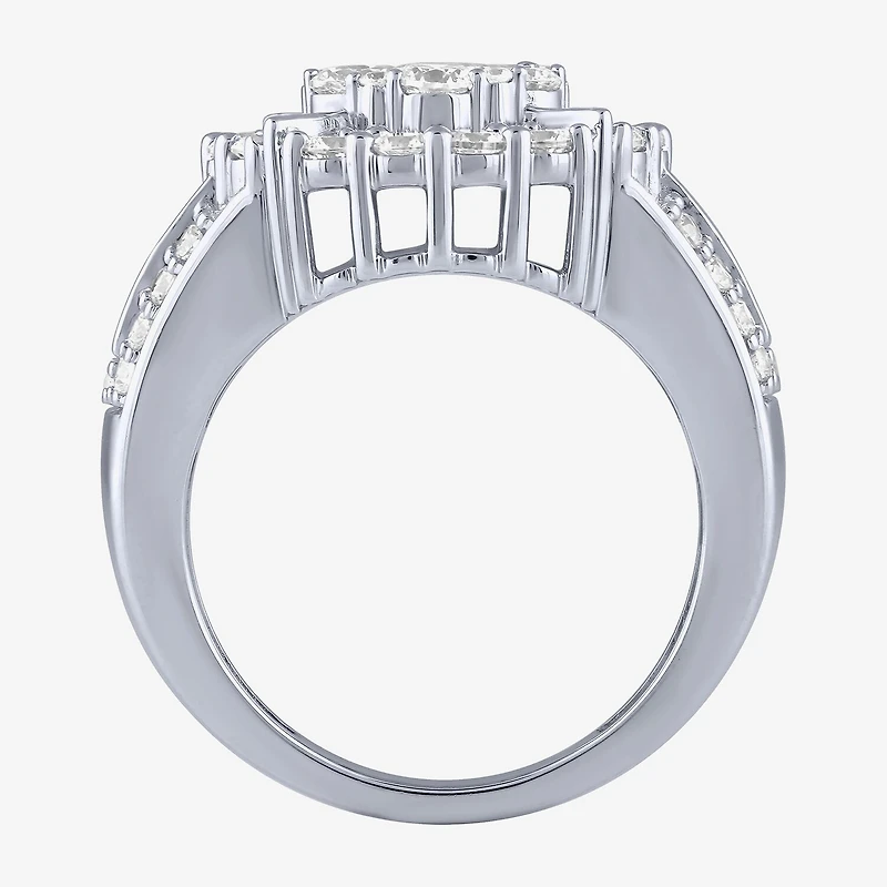 Diamond Blossom (G / Si2) Womens 2 CT. T.W. Lab Grown White 10K Gold Round Cocktail Ring