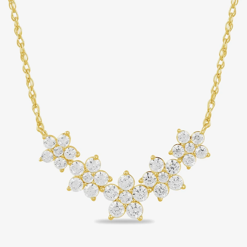 Diamond Blossom Womens 1 CT. T.W. Lab Grown White Diamond 10K Gold Flower 18 Inch Pendant Necklace