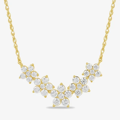 Diamond Blossom Womens 1 CT. T.W. Lab Grown White Diamond 10K Gold Flower 18 Inch Pendant Necklace