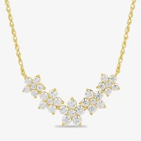 Diamond Blossom Womens 1 CT. T.W. Lab Grown White Diamond 10K Gold Flower 18 Inch Pendant Necklace