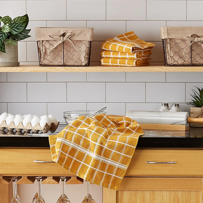 Design Imports Windowpane 4-pc. Terry Dish Cloth Set