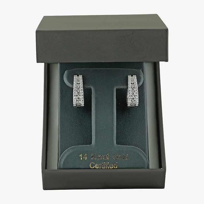 (G / Si2) Womens 1 1/2 CT. T.W. Lab Grown White Diamond 14K Gold 20.9mm Hoop Earrings