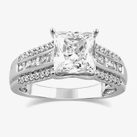 (G / I1) Womens 2 1/2 CT. T.W. Lab Grown White Diamond 10K Gold Side Stone Engagement Ring
