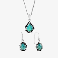 Womens Blue Turquoise Sterling Silver 2-pc. Jewelry Set