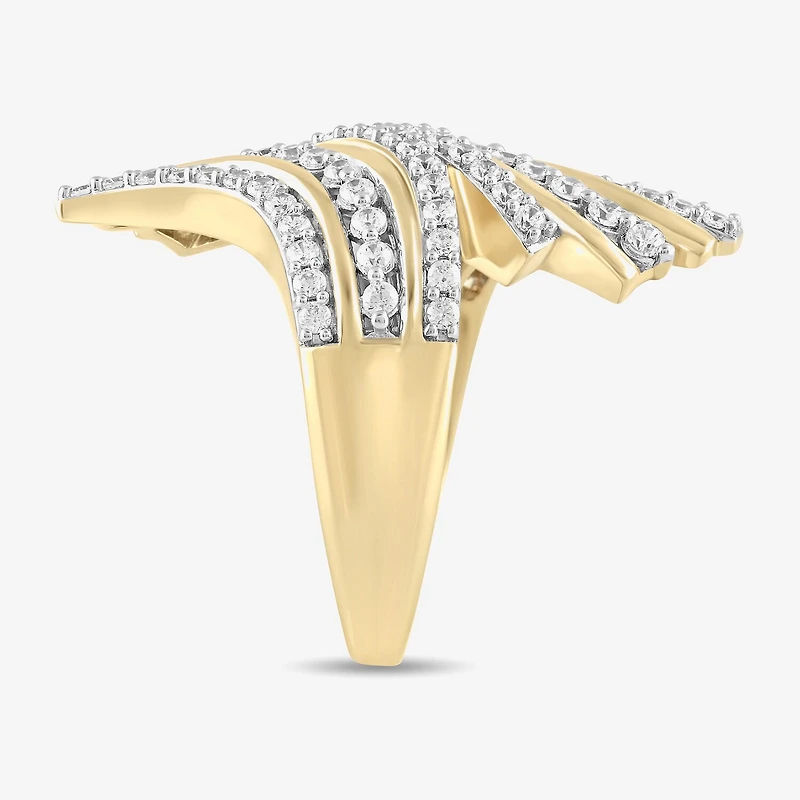 (H / I1-I2) Womens 1 CT. T.W. Lab Grown White Diamond 14K Gold Over Silver Bypass Cocktail Ring