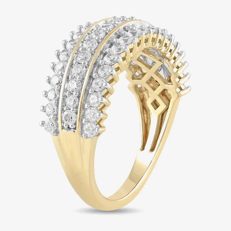 (H / I1-I2) Womens 1 CT. T.W. Lab Grown White Diamond 14K Gold Over Silver Cocktail Ring