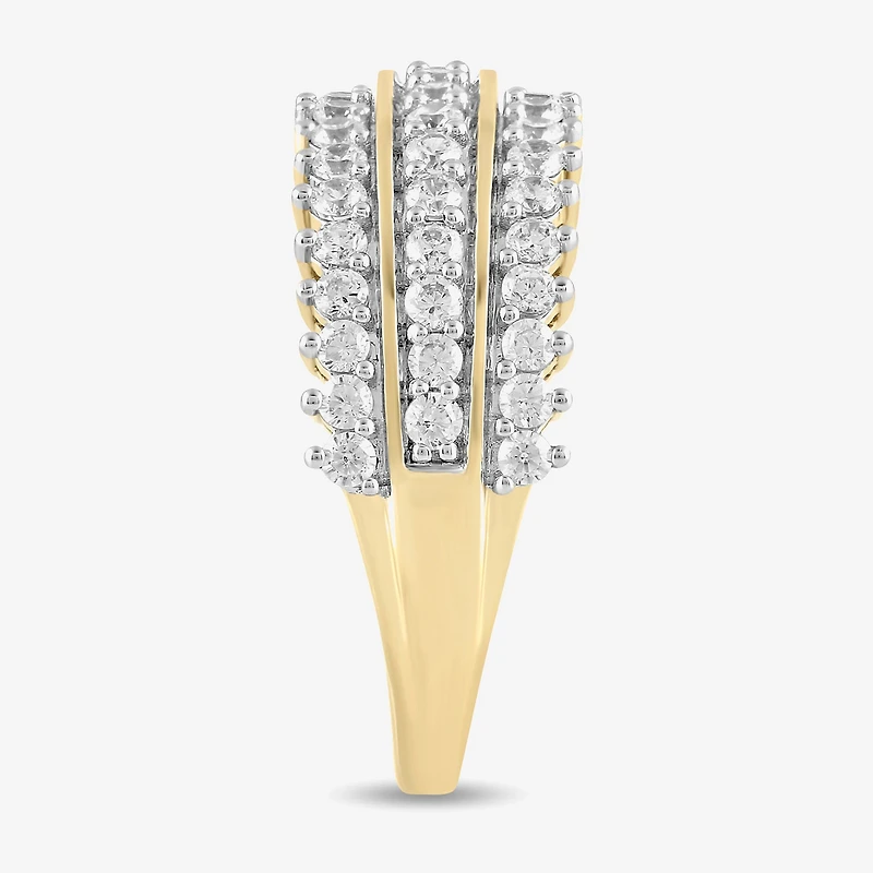 (H / I1-I2) Womens 1 CT. T.W. Lab Grown White Diamond 14K Gold Over Silver Cocktail Ring