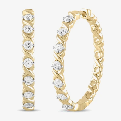 Womens 1/2 CT. T.W. Lab Grown White Diamond 14K Gold Over Silver 28.2mm Hoop Earrings