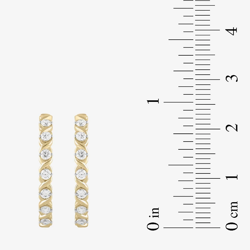 Womens 1/2 CT. T.W. Lab Grown White Diamond 14K Gold Over Silver 28.2mm Hoop Earrings