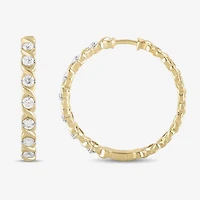 Womens 1/2 CT. T.W. Lab Grown White Diamond 14K Gold Over Silver 28.2mm Hoop Earrings