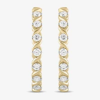 Womens 1/2 CT. T.W. Lab Grown White Diamond 14K Gold Over Silver 28.2mm Hoop Earrings