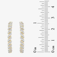 (H / I1-I2) Womens 1 CT. T.W. Lab Grown White Diamond 14K Gold Over Silver 28.2mm Hoop Earrings