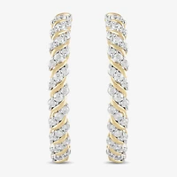 (H / I1-I2) Womens 1 CT. T.W. Lab Grown White Diamond 14K Gold Over Silver 28.2mm Hoop Earrings