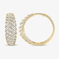 Womens 1 CT. T.W. Lab Grown White Diamond 14K Gold Over Silver Sterling Silver 28.2mm Hoop Earrings