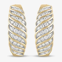 Womens 1 CT. T.W. Lab Grown White Diamond 14K Gold Over Silver Sterling Silver 28.2mm Hoop Earrings