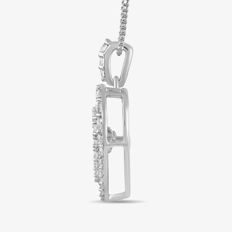 Womens 1 CT. T.W. Lab Grown White Diamond Sterling Silver Heart 18 Inch Pendant Necklace