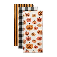 Design Imports Pumpkin Faces 3-pc. Dish Cloths