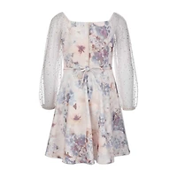Speechless Big Kid Girls Long Sleeve Floral Skater Dress