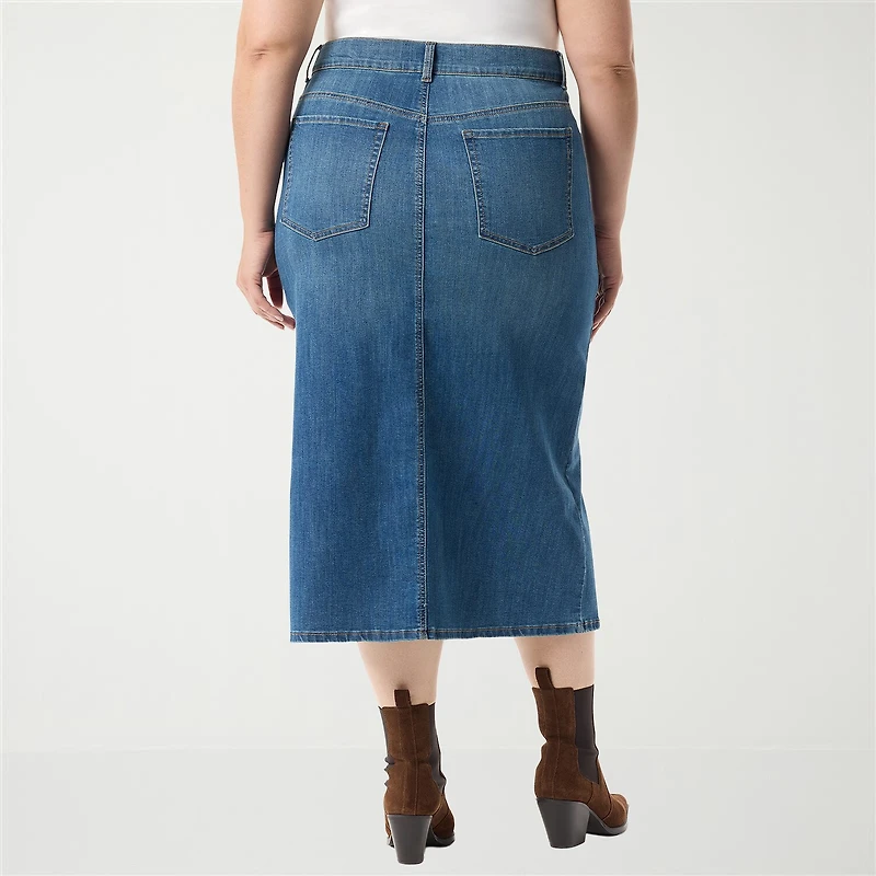 Gloria Vanderbilt Womens Plus High Rise Long Denim Skirt