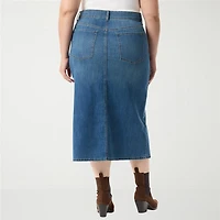 Gloria Vanderbilt Womens Plus High Rise Long Denim Skirt