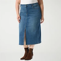Gloria Vanderbilt Womens Plus High Rise Long Denim Skirt