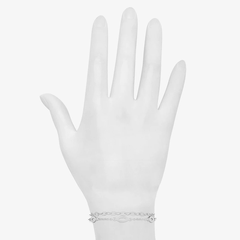 Bijoux Bar Delicates Silver Tone Womens Link Chain Bracelet