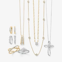 (H-I / I1) Womens 1/3 CT. T.W. Lab Grown White Diamond 10K Gold Cross 18 Inch Pendant Necklace
