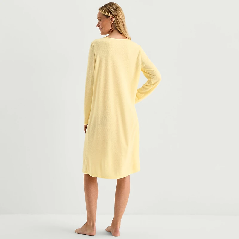 Adonna Womens Long Sleeve Round Neck Nightgown