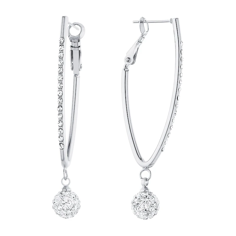 Sparkle Allure Womens Crystal 55mm Hoop Earrings