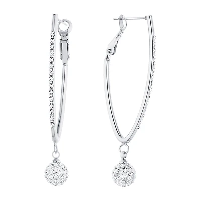 Sparkle Allure Womens Crystal 55mm Hoop Earrings