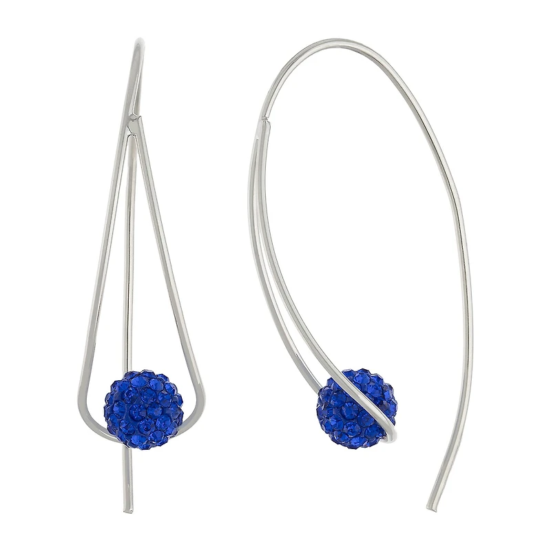 Sparkle Allure Threader Womens Crystal 40mm Hoop Earrings