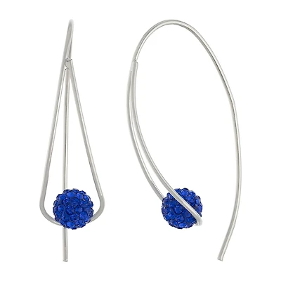 Sparkle Allure Threader Womens Crystal 40mm Hoop Earrings