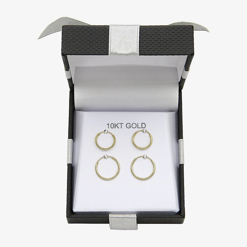 Womens 10K Gold 2 Pair Earring Set
