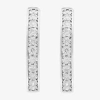 Effy Final Call (G / Si1) Womens 1 CT. T.W. Lab Grown White Diamond Sterling Silver 1.3mm Hoop Earrings