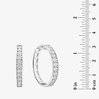 Effy Final Call (G / Si1) Womens 1 CT. T.W. Lab Grown White Diamond Sterling Silver 1.3mm Hoop Earrings